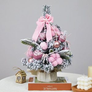 35cm Christmas Decoration Mini Tabletop Christmas Tree Set,Christmas Pink