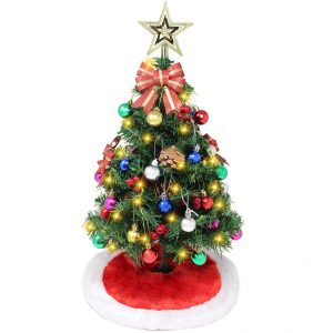 Joiedomi 24" Prelit Tabletop Christmas Tree with Tree Skirt and Decoration Kits, 50-Count Lights pre-Lighted Artificial Mini Christmas Tree for Christmas Tabletop d??cor Multicolor