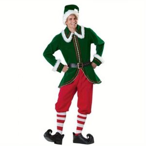 3-piece men's Christmas role-playing costume set, Christmas tree top+pants+socks set, suitable for adults, men, and family gatherings