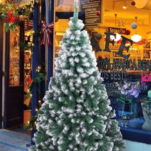 Christmas Tree, 7FT Artificial Xmas Tree With 870 Branch Tips, Holiday Party Office Home,The Effect Of Spraying White Snow With Green Pointed Tips Green