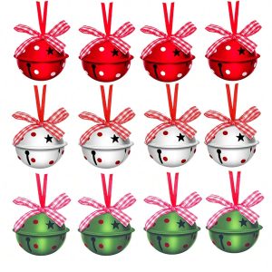 12-Piece Polka Dot Bell Holiday Ornament Set Multicolor