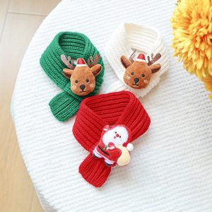 Christmas Pet Dog Scarf santa claus Scarf deer Scarf Cartoon Knitted Scarf Xmas Holiday Cat Costume