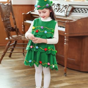 Girls/boys Christmas Tree Costume Dress Kids Cosplay Dress For Christmas Party Gift Performance