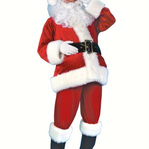 Christmas Santa Claus Cosplay Costume, Red Santa Zipper Coat+Pants+Hat+Belt+Beard+Shoes Christmas Decorations Costumes